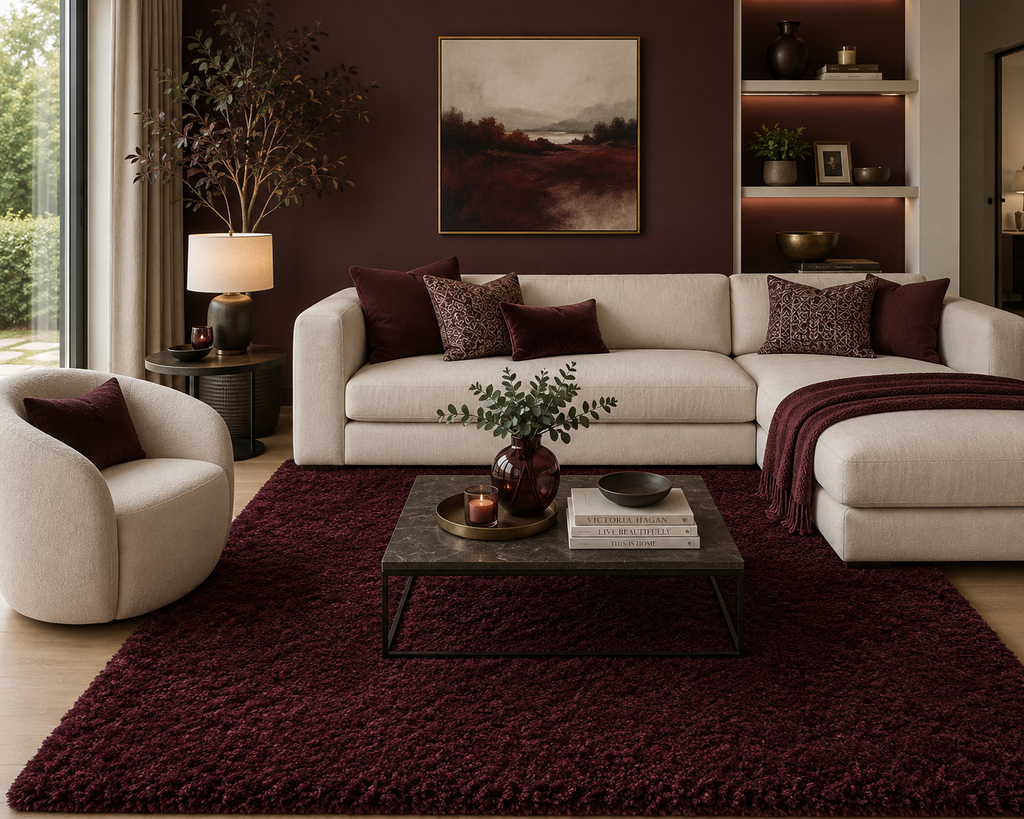 Galaxy Shaggy Rug 1144 Burgundy