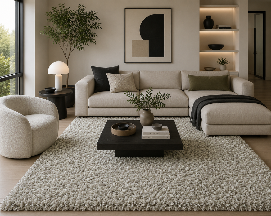 Galaxy Shaggy Rug 2211 White Linen