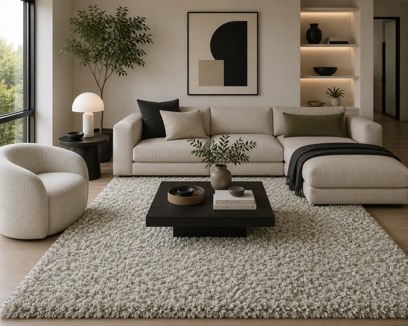 Galaxy Shaggy Rug 2211 White Linen