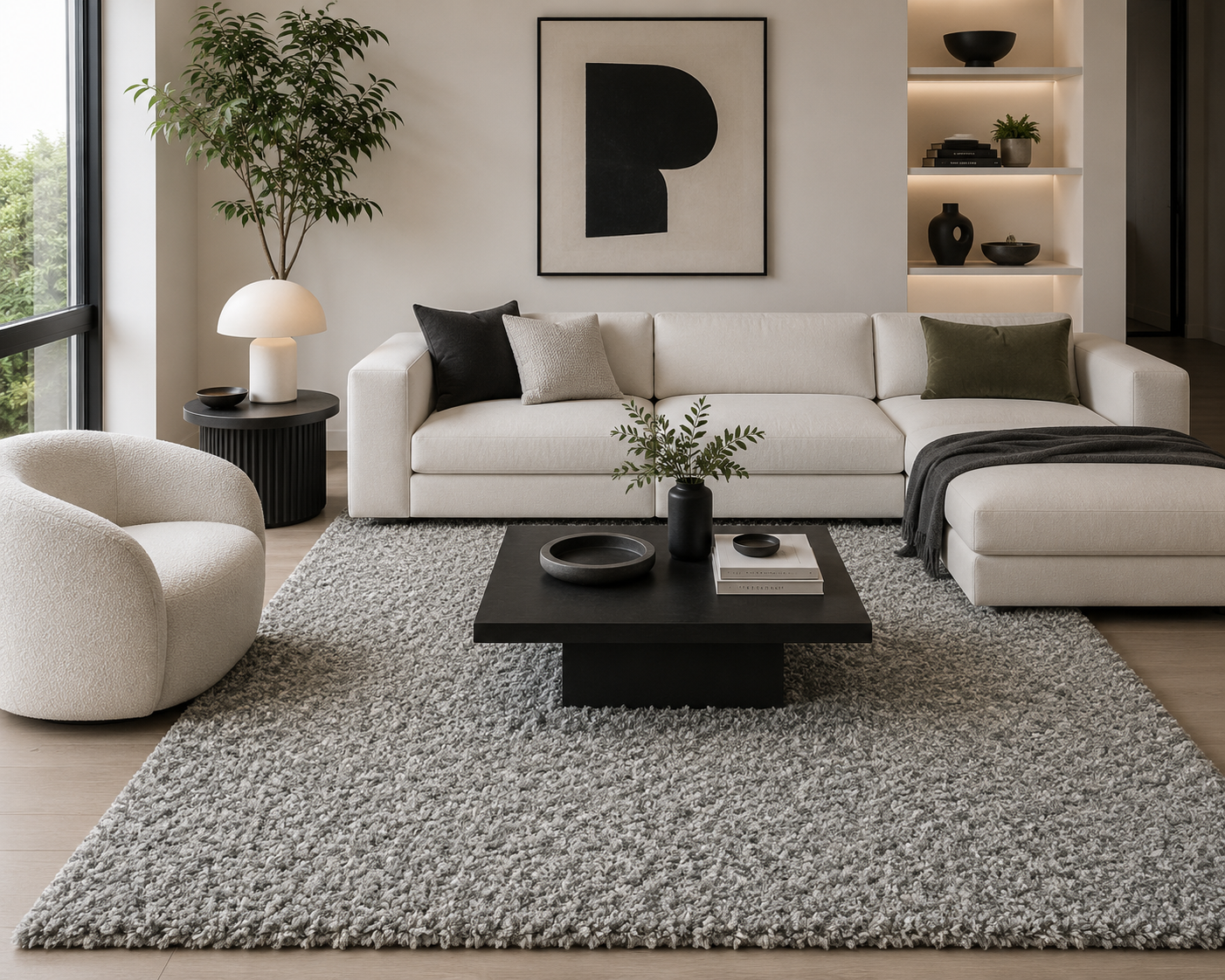 Galaxy Shaggy Rug 6699 White Silver