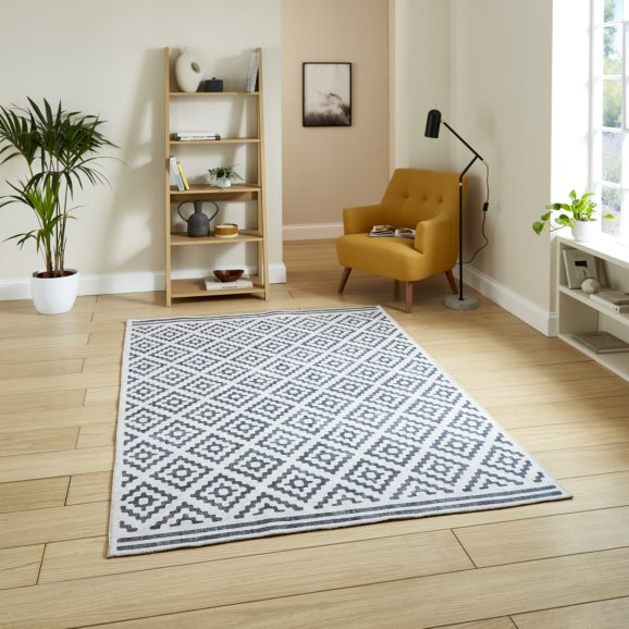 Coral H1058 Grey Modern Washable Rug