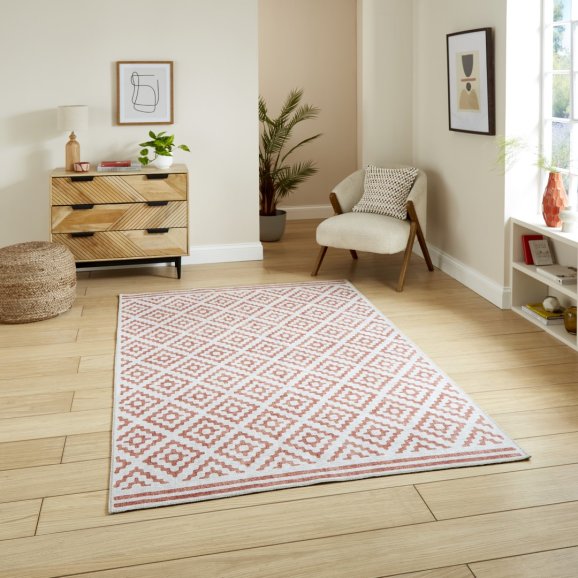 Coral H1058 Orange Modern Washable Rug