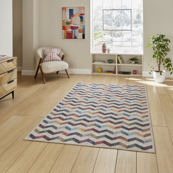 Coral H1059 Multi Modern Washable Rug