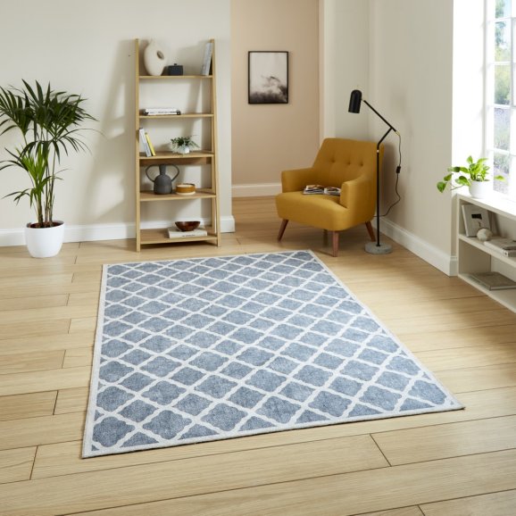 Coral H1063 Grey Modern Washable Rug