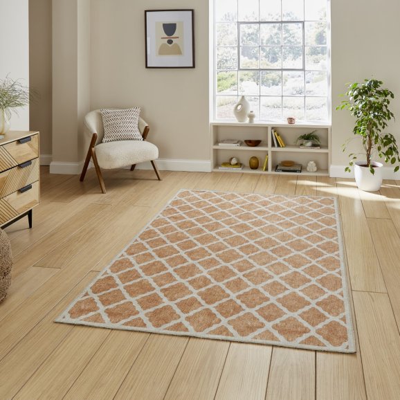 Coral H1063 Yellow Modern Washable Rug