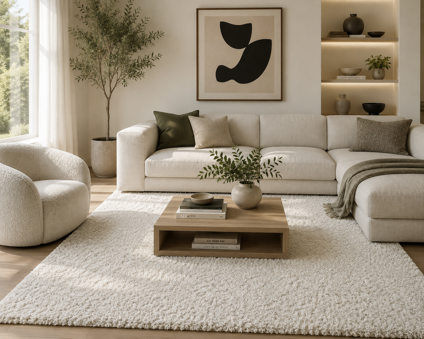 Galaxy Shaggy Rug 6926 Light Cream